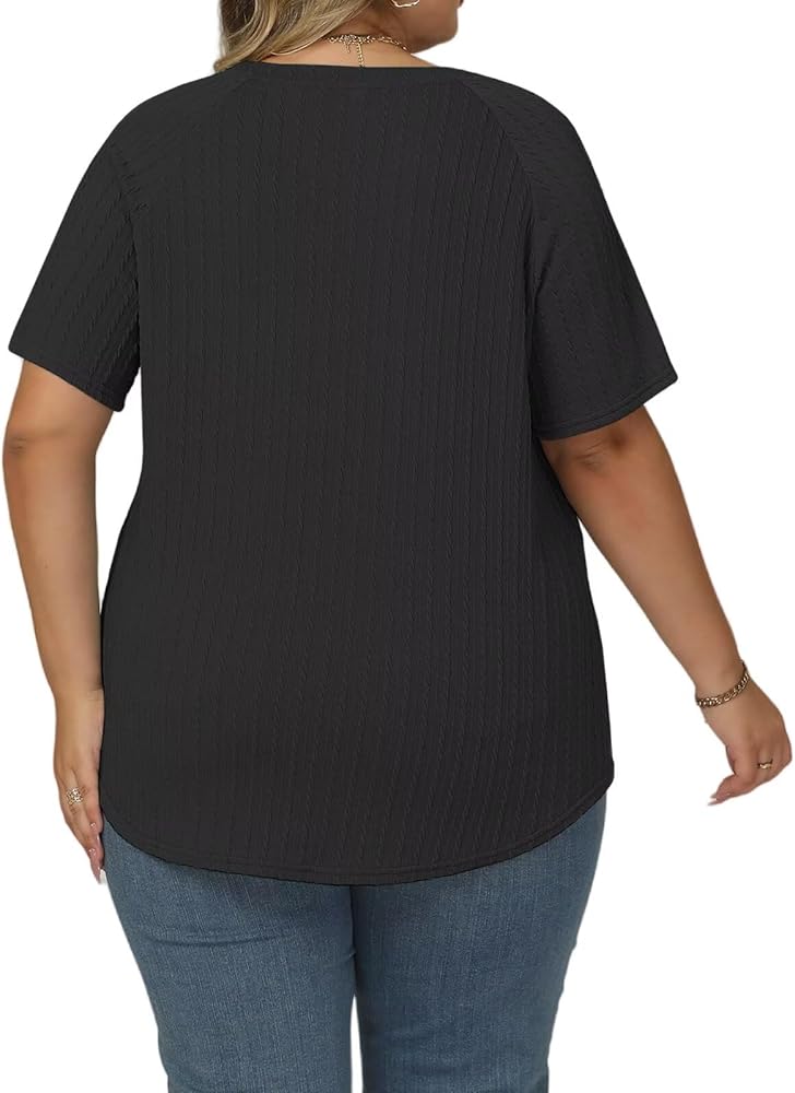 Womens-Plus-Size-Summer-Tops Casual Crew Neck Lightweight Shirts Trendy Knit Tunic Basic Short Sleeve Blouses XL-5XL